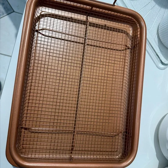 2 pack Copper Chef Oven Air Fryer Crisper Non-Stick Tray Sets - Dishwasher Safe - Picture 3 of 13